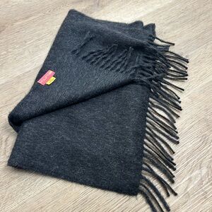 KUNA 100% Baby Alpaca Fringe Charcoal Gray Tassel Scarf